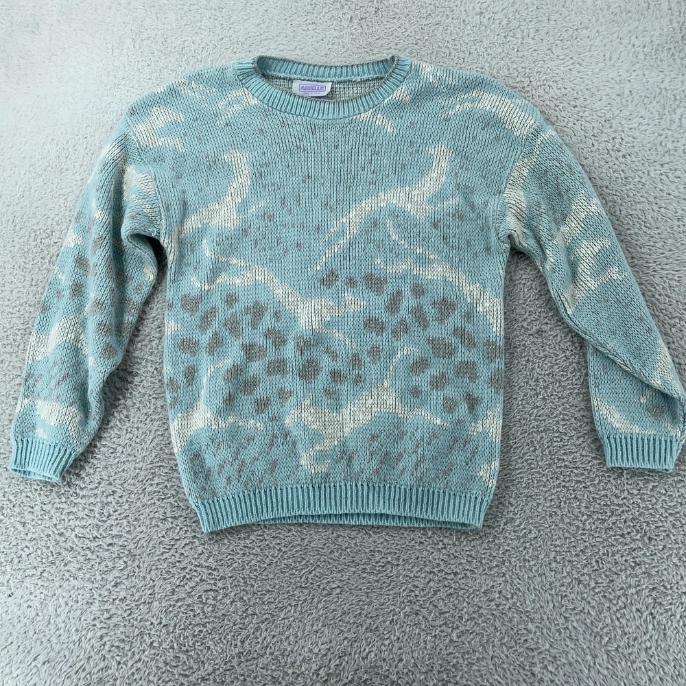 Vintage Arielle Pastel Knit Sweater Womens M Whimsical Animal Fairy Lurex‎ USA